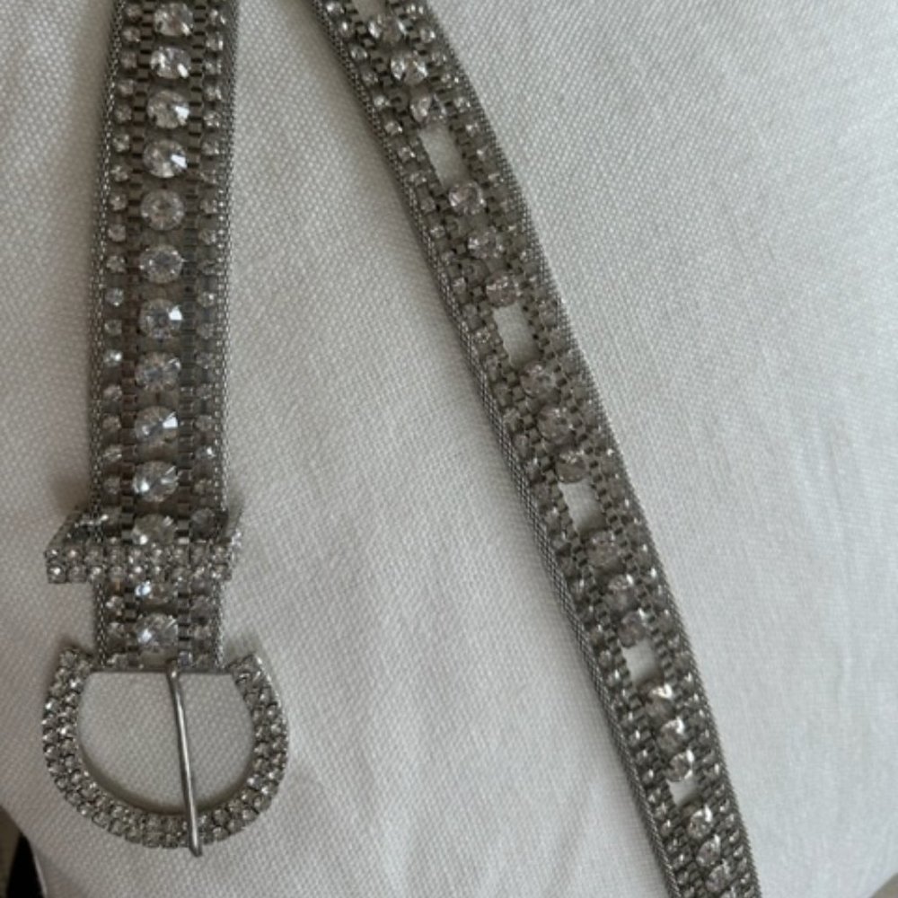 Belt , Silver with Rhinestones - Picture 3 of 3